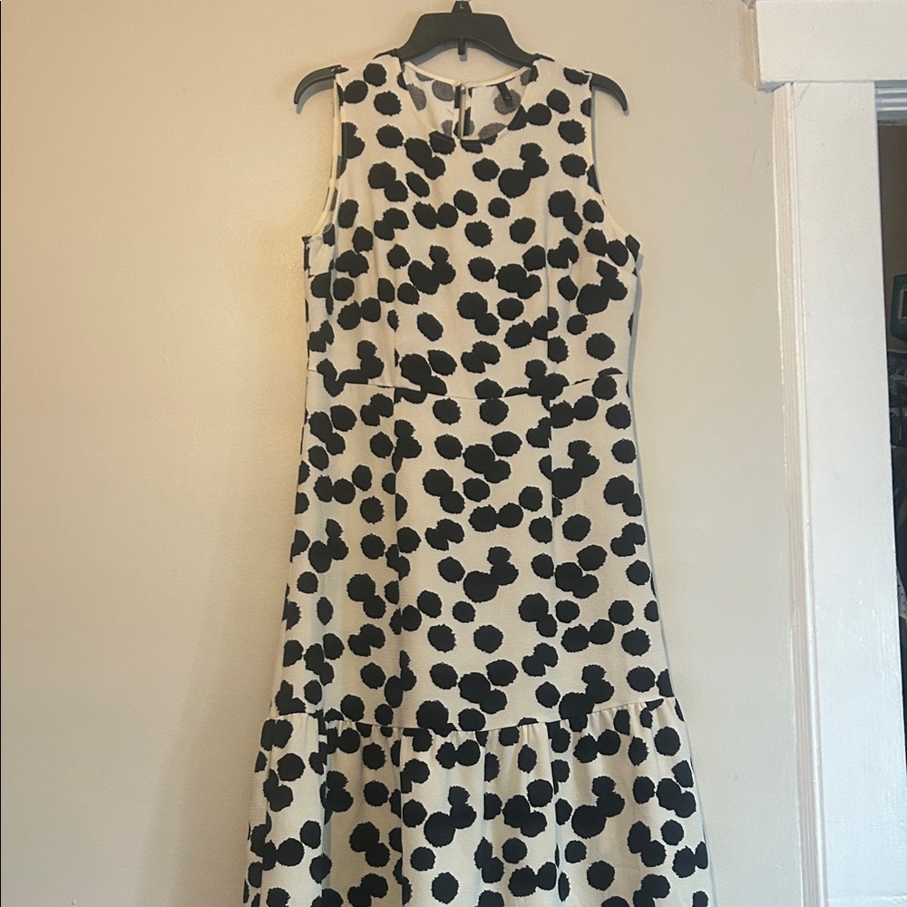 Chic Black and White Polka Dot Midi Dress - Picture 2 of 10